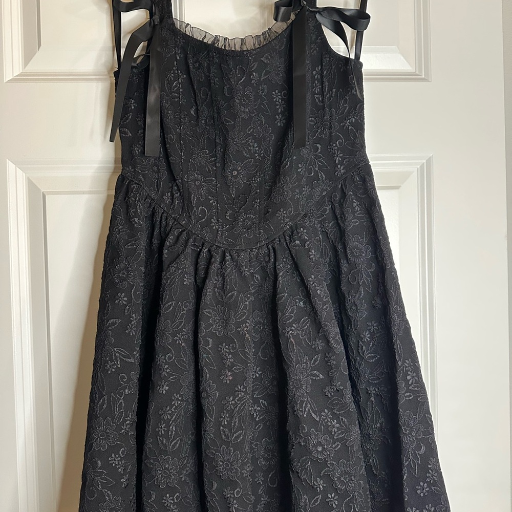Black floral corset dress